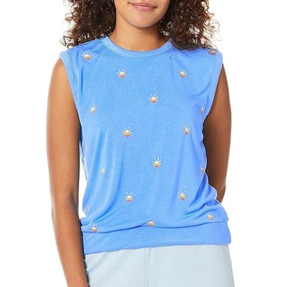 PJ Salvage Other - PJ Salvage Loungewear Sun Out Tank Top Size XS Blue Sleeveless Boxy Terry Knit